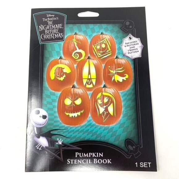 Disney The Nightmare Before Christmas Pumpkin Stencil 7 Patterns Book Halloween - Picture 1 of 5